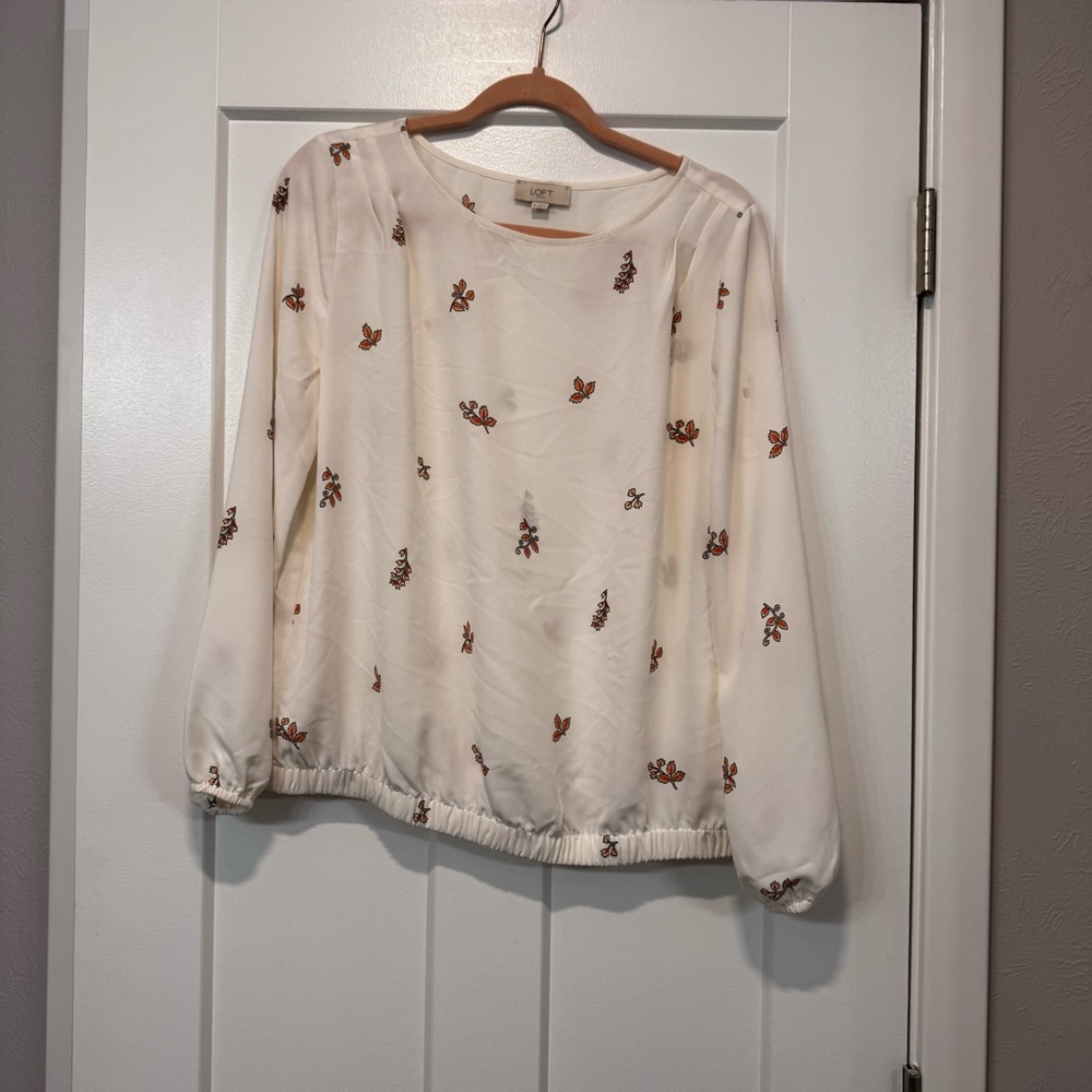 Cream Blouse with Floral Accents